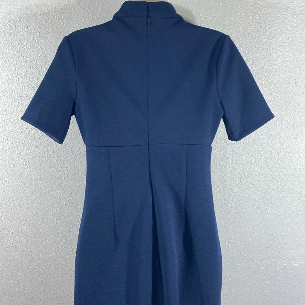 Trina Turk Camari Navy Blue Diamond Textured Choker Dress 2